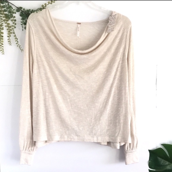 Free People Tops - Free people NWT cream striped metallic light top